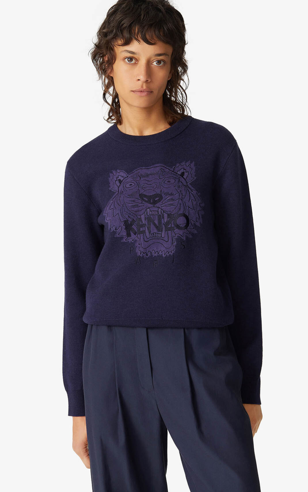 Kenzo Tiger Striktrøje Dame - Mørkeblå Blå DK-589191